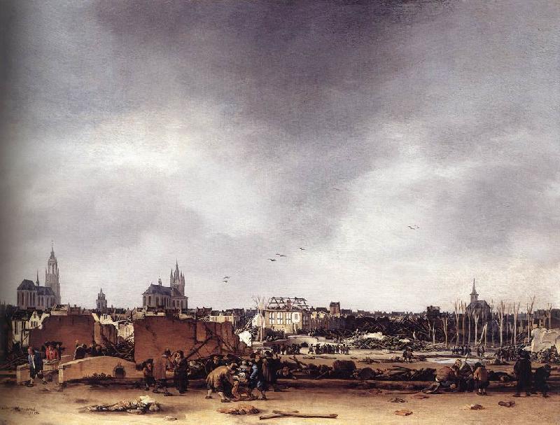 POEL, Egbert van der View of Delft after the Explosion of 1654 af France oil painting art